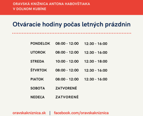 Zmena otváracích hodín počas letných prázdnin